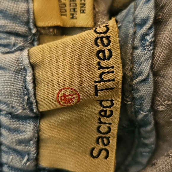 Vtg SACRED THREADS Patchwork Colorblock Embroidered Boho Hippie Pantsuit - Picture 9 of 13